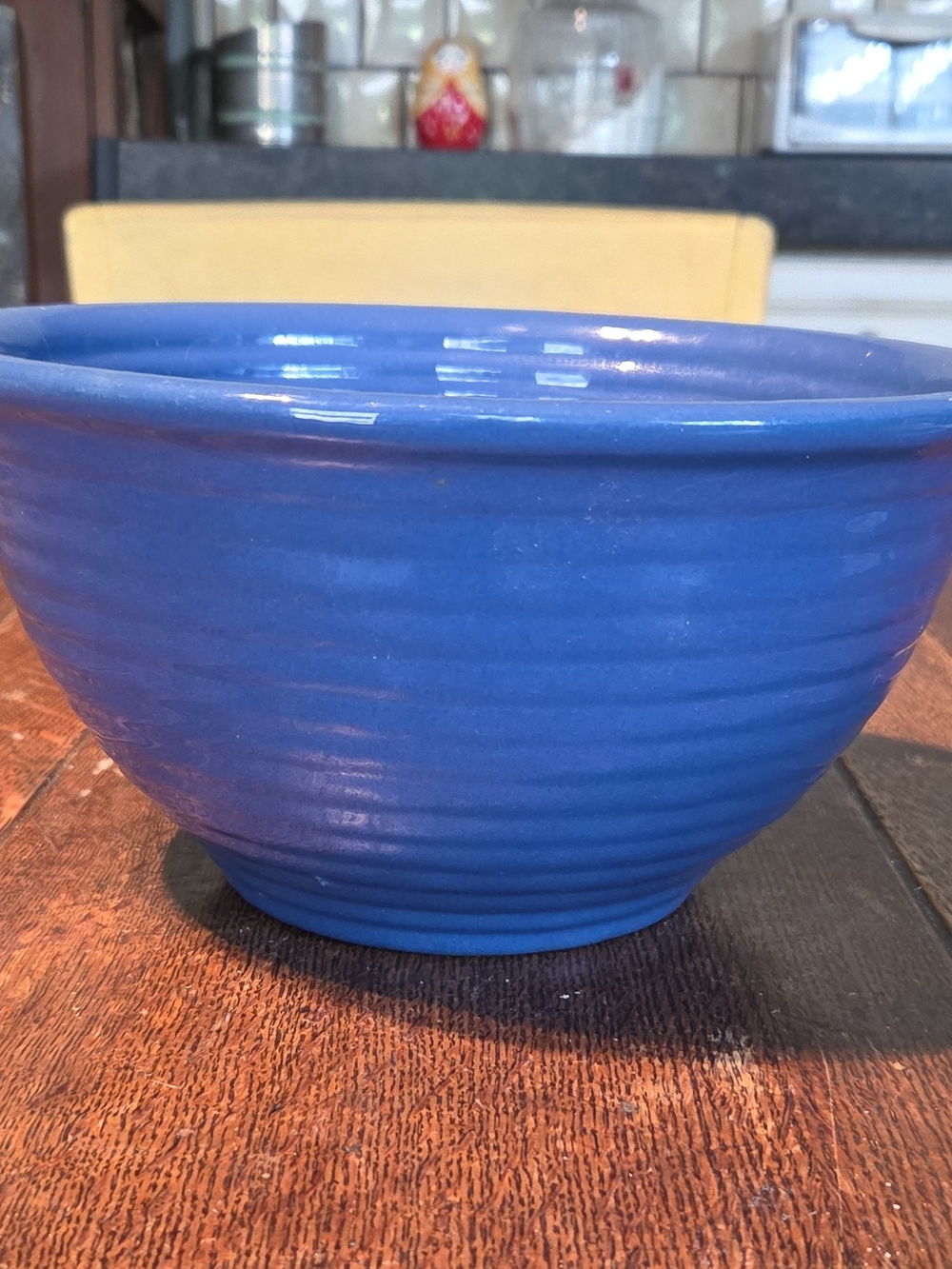 Vintage Bauer #12 Blue Ceramic Bowl